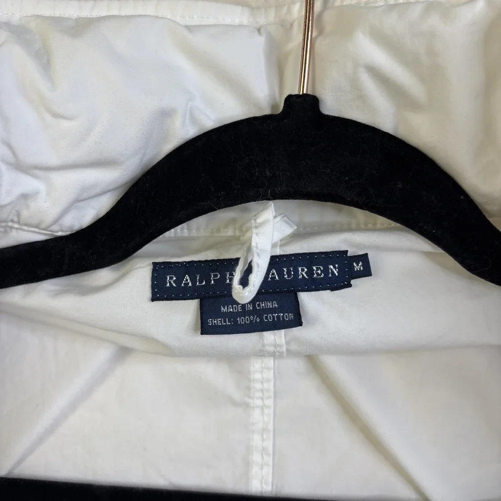 Ralph Lauren utility Jacket Men M White Field Military Hunting Stowaway hood Vtg